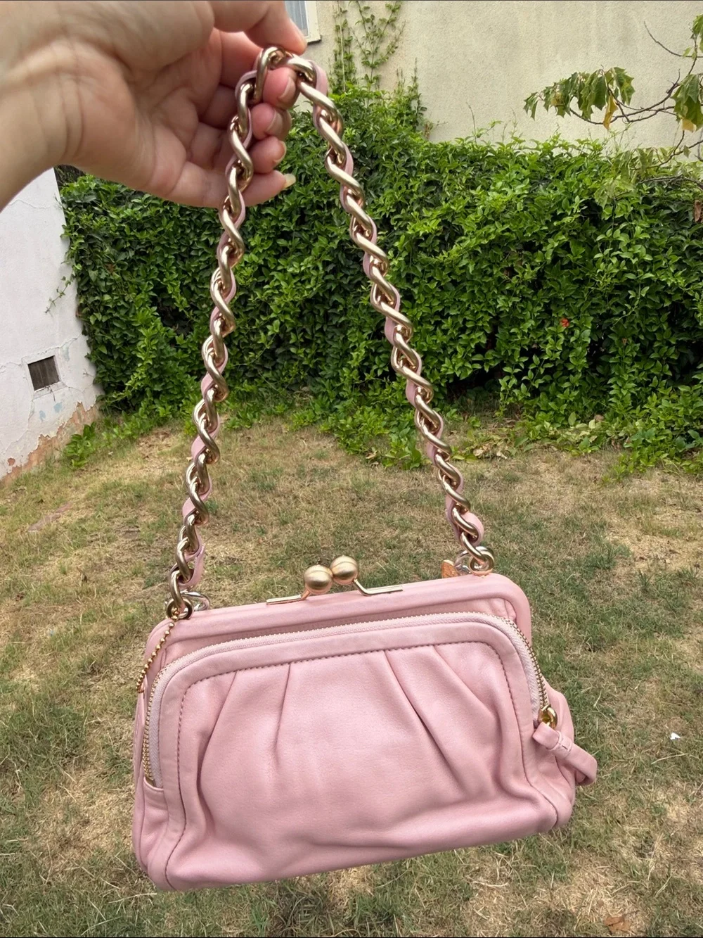 Coach Parker 13621 Pink Pearl Leather Kisslock Shoulder Bag Chain NWT Rare
